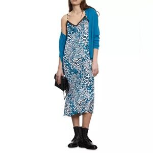 NWT 425.00 The Kooples
Printed Silk Lace Trim Slip Dress (2) Medium